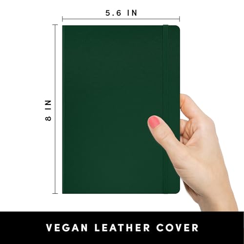 PAPERAGE Lined Journal Notebook, Hardcover Journal for Women & Men, 160 Pages, (5.6 in x 8 in), College Ruled Journaling Notebook for Work, School Supplies & Note Taking, (Dark Green) - color: Dark Green, style: A. Lined