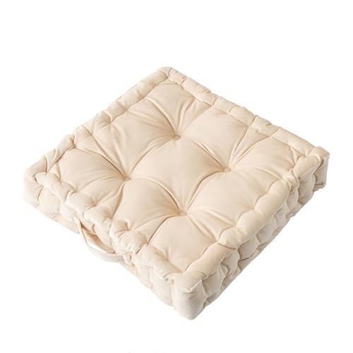 S_SSOY Square Floor Pillows 15",Velvet Square Floor Seating Cushion Throw Pillow for Living Room Sofa Chair Floor Yoga Couch Tatami Home Decoration (Beige) - color: Beige