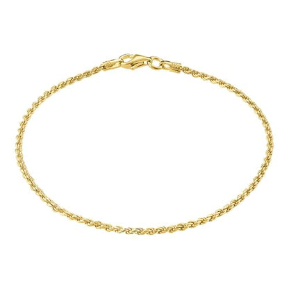 KISPER 18K Gold Plated 925 Sterling Silver Chain Bracelets for Women, Waterproof Tarnish Resistant, Curb/Rope/Figaro/Mariner Link Bracelet, 6.5, 7, 8, 9 Inch - size: 8 inches (Medium), style: Rope