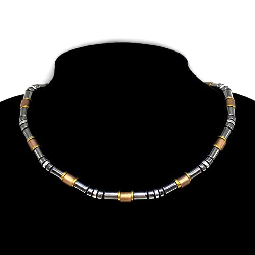 Healing Stress Anxiety Meditation Grounding Energy Gemstone Necklace Series - color: Black & Bronze Hematite -6 mm- Stone Tube Beads