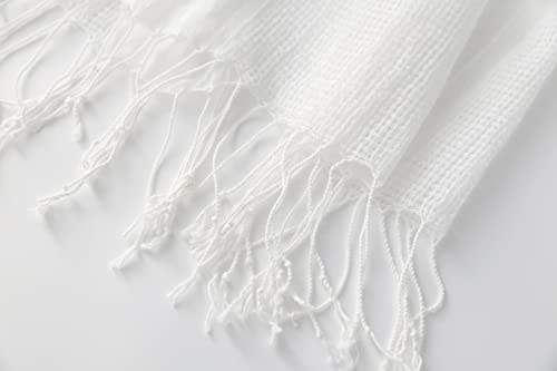 Jeelow Solid Color Scarf Wrap Shawl for Women Men – Soft Lightweight Head Scarf, All Season, Travel Beach Office Daily Wear - color: 100% Cotton White