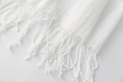 Jeelow Solid Color Scarf Wrap Shawl for Women Men – Soft Lightweight Head Scarf, All Season, Travel Beach Office Daily Wear - color: 100% Cotton White