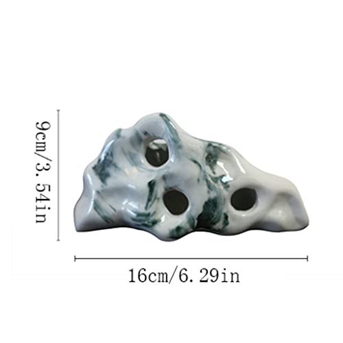 Home Decoration New Chinese Dry Landscape Zen Hollow Mountain Decoration Japanese Living Room Ceramic Rockery Porch Mountains Statuette for Your Desk, Small