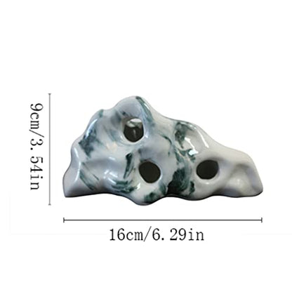 Home Decoration New Chinese Dry Landscape Zen Hollow Mountain Decoration Japanese Living Room Ceramic Rockery Porch Mountains Statuette for Your Desk, Small