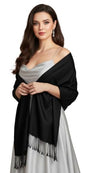 Pashmina Shawls Wraps for Women. Dress Cover Up Formal. Cashmere Feel Wrap for Evening Dress. - color: Deep Black