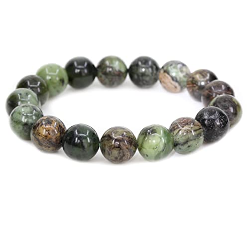 Keleny Semi Precious Stones Natural Gemstones 12mm Round Beads Crystal Stretch Bracelets 7 Inch Unisex - color: Green Australian Chrysoprase