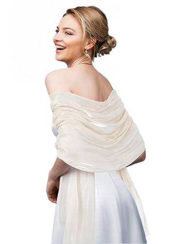 Geyoga Women's Scarf Shawls and Wraps for Evening Dress Fashion Scarf for Wedding Bridesmaid Ramadan Gifts - color: Ivory