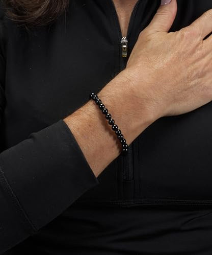 Cherry Tree Collection - Small, Medium, Large Sizes - Gemstone Beaded Bracelets For Women and Men - 6mm Round Beads - color: Black Tourmaline, size: Medium