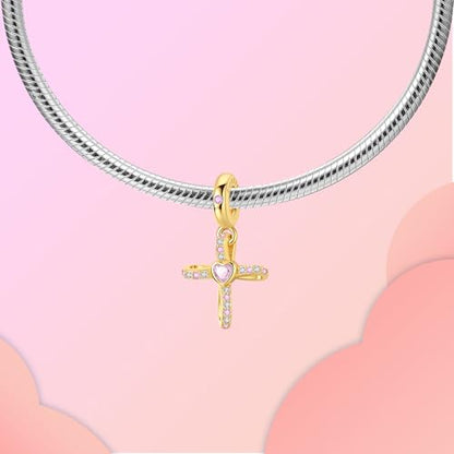 Prayer Cross Elephant Airplane Suitcase Charm 925 Sterling Silver Charms fits for Bracelets Necklace Pendant Bead Charms Jewelry Gift for Women Family - color: Forever Cross Charm