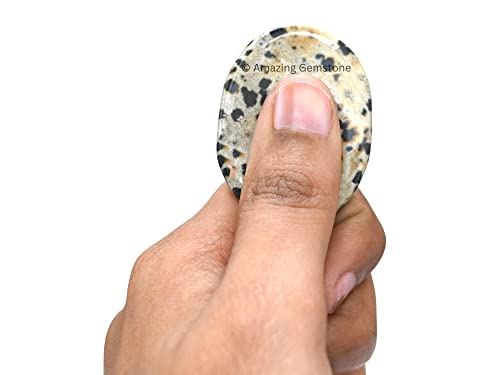 Amazing Gemstone Dalmatian Jasper Worry Stone, Healing Crystals - Piedra Crystal Fidget for Gift, Meditation, Calming, Relaxation, Stress Relief - color: Dalmatian Jasper