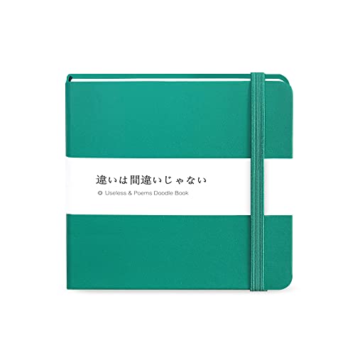 Mifuner Small Square 5x5 80gsm Mini Notebooks Blank Pages Sketchbooks Travel Journal Pocket Hardcover Paint Writing Notebook Blank Diary Memo Planner Sketchbook PU Leather Cover, Dark Green - color: A-PU-dark green