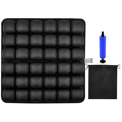 3D Air Cell Inflatable Seat Cushion, 36 Airbags Airplane Seat Cushion for Long Flights, Pressure Relief for Tailbone & Hip Pain, Wheelchair Cushions with Air Pump
