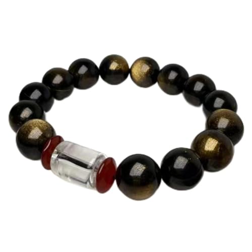 12mm Black Obsidian Bracelet for Men – Large Bead Chunky Stone Bracelet, Bold Masculine Style with Natural Protection Energy, Adjustable Habit Reminder & Stress Relief Jewelry Gift