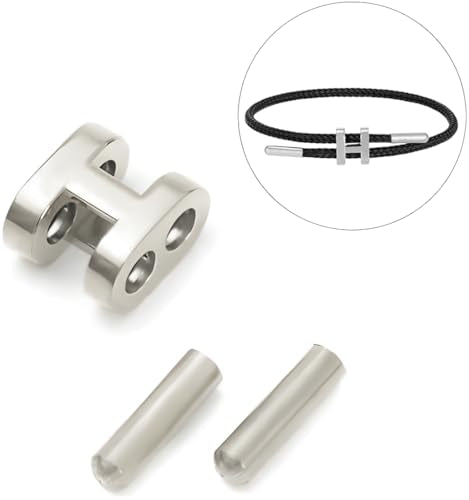 OSIRIDEH2 Bracelet with Adjustable Design Polished H Shape Buckle, Bracelets for Women, 18k Gold-plated Buckle Design Titanium Steel Wire Rope Women's Gift Jewelry - color: Black Silver