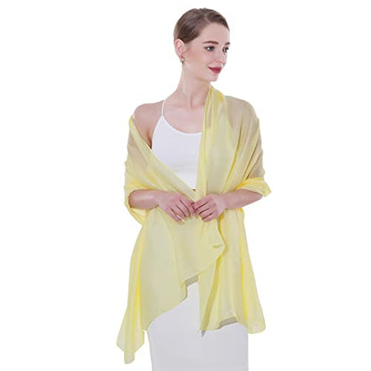 Womens Scarf Pashmina Shawls and Wraps for Evening Dresses Like Chiffon Silk Scarf for Bridal Weddings - color: Yellow