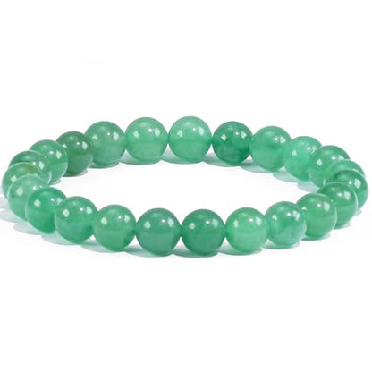 Natural Gemstones Bracelet 8mm Chakra Round Beads Energy Power Crystal Reiki Healing Elastic Stretch 7 Inch for Women Men Unisex - color: Green Aventurine