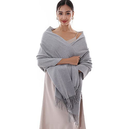 RIIQIICHY Winter Scarfs for Women Pashmina Shawls Wraps for Evening Dresses Large Warm Soft Scarves - color: Light Grey