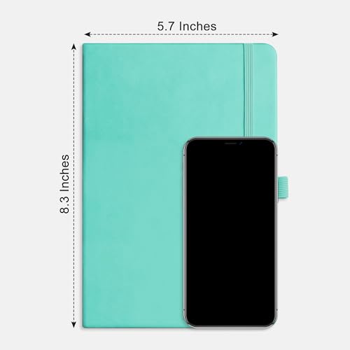 RETTACY Dotted Journal Notebook, 2-Pack, 160 Numbered Pages per Pack, A5 Medium Size (5.7'' x 8.3''), 120 GSM Thick Paper, Leather Hardcover, for Journaling, Planning, Tracking (Black & Mint) - color: Black & Mint, style: Dotted