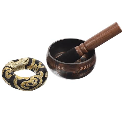 Tibetan Singing Bowl Handcrafted Meditation Accessory with Mallet for Yoga Mindfulness Relaxation and Buddhist Practice Random Color