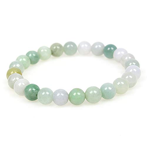 MJDCB Featured Men Women 8mm Beads Bracelet Elastic Natural Stone Yoga Bracelet Bangle 6.7" - color: Jadeite