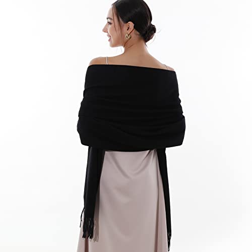 RIIQIICHY Winter Scarfs for Women Pashmina Shawls Wraps for Evening Dresses Large Warm Soft Scarves - color: Black
