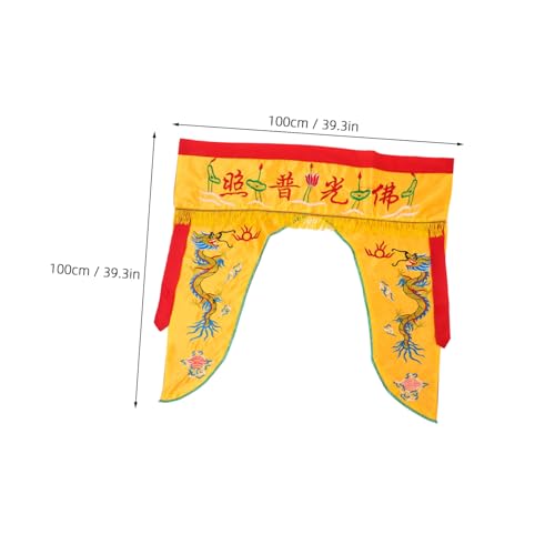 MAGICLULU Temple Embroidery Buddha Cover Cloth Lightweight Dragon Tent Wall Hanging Curtain for Buddhist Decor Yellow Design for Worship and Meditation