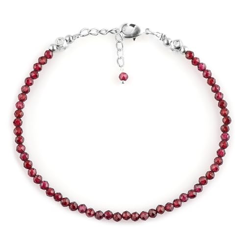 Natural Gemstone Beaded Bracelet, Microfaceted Crystals, Handmade Dainty Jewelry, Bohemian Plated Bracelet-Gift - style: Garnet Gemstone