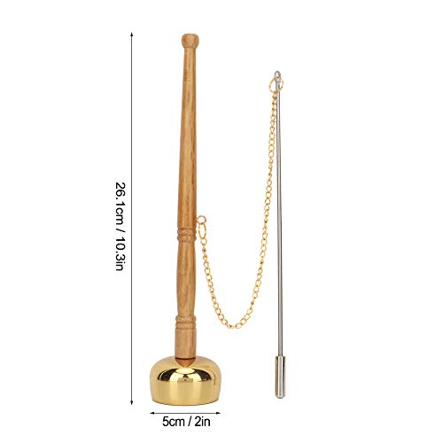 Brass Hand Bell, Buddhist Supplies Wooden Handle Singing Scripture Implement With Classic Design for Collection or Gifts