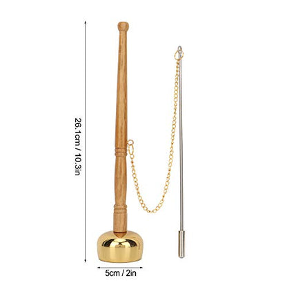 Brass Hand Bell, Buddhist Supplies Wooden Handle Singing Scripture Implement With Classic Design for Collection or Gifts