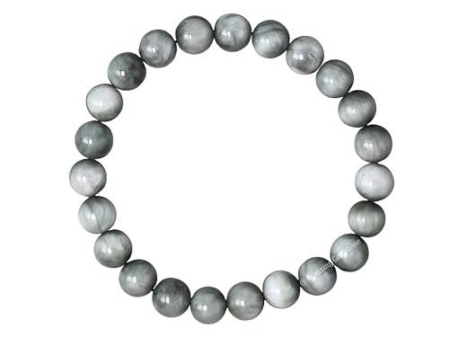 Amazing Gemstone Grey Cats Eye Bracelet for Women Men's Gifts - Protection Healing Crystal Bracelet - 8mm Gemstone Beaded Stretchable Bracelet Pulseras Para Hombres Mujer Stocking Stuffers Mothers Day Gift - color: Grey Cats Eye