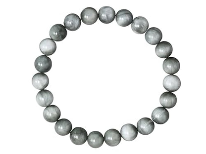 Amazing Gemstone Grey Cats Eye Bracelet for Women Men's Gifts - Protection Healing Crystal Bracelet - 8mm Gemstone Beaded Stretchable Bracelet Pulseras Para Hombres Mujer Stocking Stuffers Mothers Day Gift - color: Grey Cats Eye