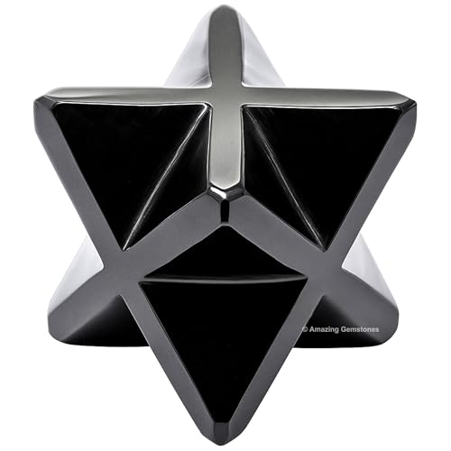Amazing Gemstone Black Obsidian Merkaba Crystal - 0.75 Inches Metaphysical Merkaba Star for Meditation - Energetic Tetrahedron Crystal and Healing Stones for Spiritual Growth and Healing (15-20mm) - color: Black Obsidian, size: 15-20 mm