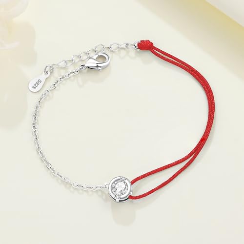925 Sterling Silver Bracelet for Women,Silver Bracelet Chain Presents for Sister Daughter and Friend, Women's Jewelry for the Daily Occasion - color: Silvery | Chain and Red Rope