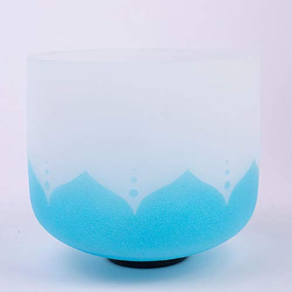 Leize Blue Lotus Design Quartz Crystal Singing Bowl G Note Throat Chakra Blue 10" with Heavy Duty Carrying Case Suede Striker - color: lotus design, size: 10" G Note