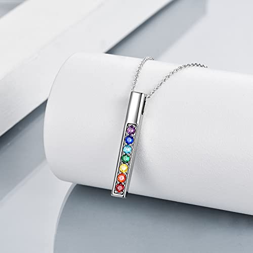 POPLYKE Chakra Necklace for Women 925 Sterling Silver Bar/Inifinity/Cross Necklace Mother Day Jewelry Gift for Women - style: Bar necklace