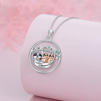 Animal Necklace 925 Sterling Silver Pendant Jewelry Gift for Women Animal Lover - style: Sloth01