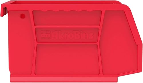 Akro-Mils 30210 AkroBins Plastic Storage Bins, Space-Saving Stackable Bins for Garage, Pantry, Craft Organization, 5" x 4" x 3", Red, 24-Pack - color: Red