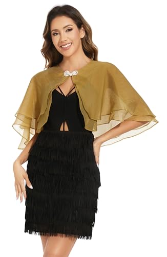 Women's Sheer Tencel Shawls and Wraps for Evening Dresses Soft Wedding Cape Lightweight Bridesmaid Scarves Cover Up - color: Dark Yellow