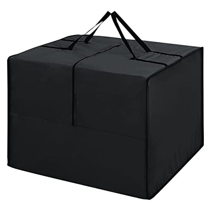 Outdoor Cushion Storage Bag, 420D Waterproof Square Patio Cushion Storage Bag 32 x 32 x 24 Inch with Zipper and Handles, All Weather Protective Cover for Outdoor Furniture Pillows, Black