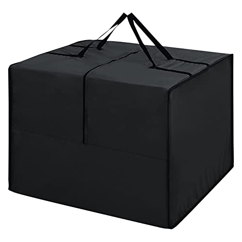 Outdoor Cushion Storage Bag, 420D Waterproof Square Patio Cushion Storage Bag 32 x 32 x 24 Inch with Zipper and Handles, All Weather Protective Cover for Outdoor Furniture Pillows, Black