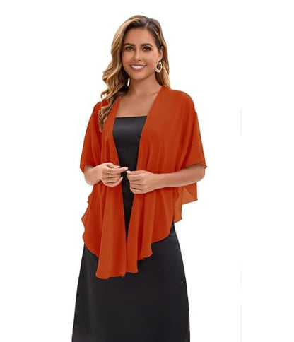 Baoqiya Chiffon Shawl Evening Scarf Shawls and Wraps for Women Wedding Party Bridal Scarves Cover Ups - color: Caramel