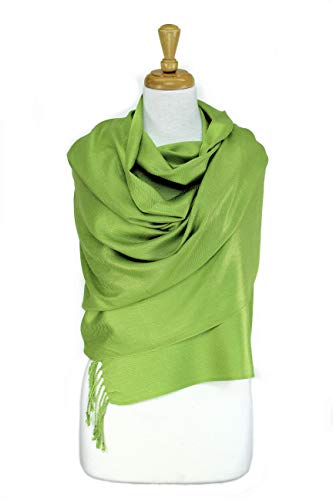 Luxurious Pashmina Feel Scarf & Shawl - Soft Solid Color Wrap for Weddings, Evening Dresses, Gifts - color: Light Green