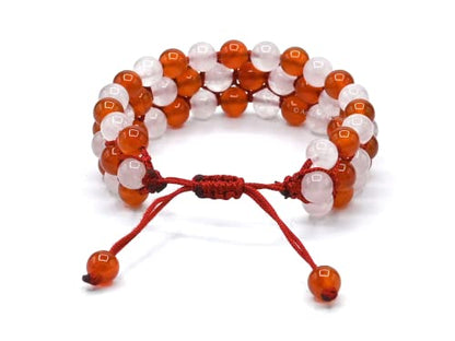 Amazing Gemstone Bracelet for Love Manifestation - Rose Quartz and Carnelian Bracelet Set for Men Women Healing Calming Anxiety Stress Relief Gifts Pulseras Para Hombres Mujer Stocking Stuffers - color: Rose Quartz & Carnelian