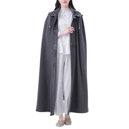 Meditation Buddhist Hooded Cloak Zen Robe Men Women Soft Warm Fleece Hooded Cape for Yoga Lounge Wear Holiday - color: Gray, size: Medium