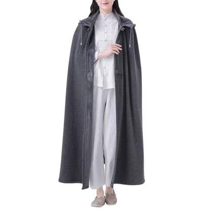 Meditation Buddhist Hooded Cloak Zen Robe Men Women Soft Warm Fleece Hooded Cape for Yoga Lounge Wear Holiday - color: Gray, size: Medium