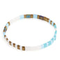 Tila Flat Beaded Stretch Bracelets for Women, Trendy Unique Handmade Stackable Green Blue Square Beads Miyuk Link Bracelet Summer Jewelry Gift - color: Turquoise Blue Tan