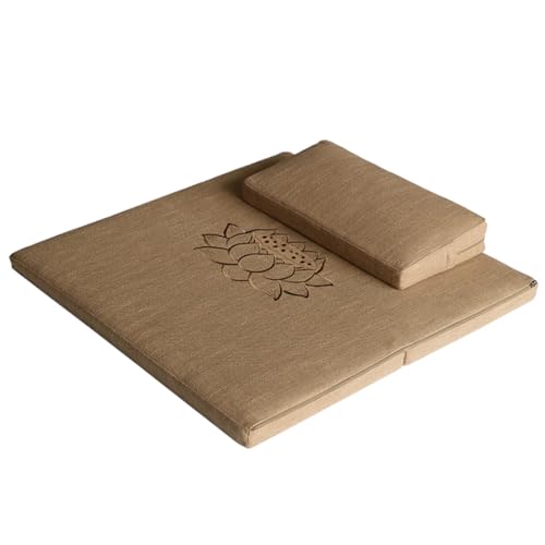 Portable Foldable Meditation Cushion with Washable Premium Cotton and Linen Cover, Square Tatami Yoga Floor Seat Pillow Yoga Mat Meditation Pillow Cushion coffee-80cm - color: Coffee, size: 80cm