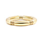 Gold Chunky Bangles Bracelets For Women 14k Gold Plated Stack Layered Curved Bamboo Tube Stretch Bracelets Gift Jewelry - color: 1pcs Gold