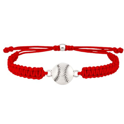 Sportybella - Baseball Bracelet, Baseball Jewelry, Adjustable Braided Baseball Bracelet, Baseball Gifts, Baseball Accessories - color: Red