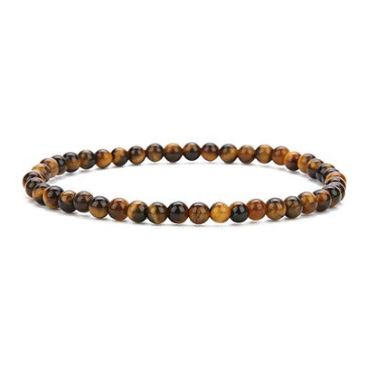4MM Mini Gemstone Energy Bracelets Tiny Bracelet Natural Stone Statement Bracelet Charm Beaded Couples Bracelets - color: Tiger Eye